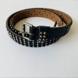 J. Crew Black and Silver and Brass Studded Belt